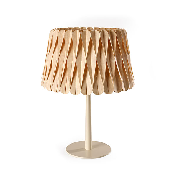 Matt Ivory Natural Beech Lola Medium Table Lamp Matt Ivory LED