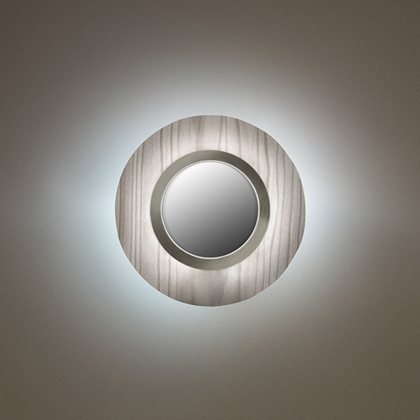 Grey Lens Circular Wall Lamp Matte Nickel LED Dimmable 0 10 V By