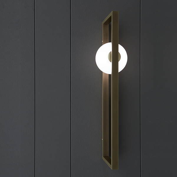 Burnished Natural Brass Mondrian Glass Wall Lamp Led Triac Dimmable By Venicem